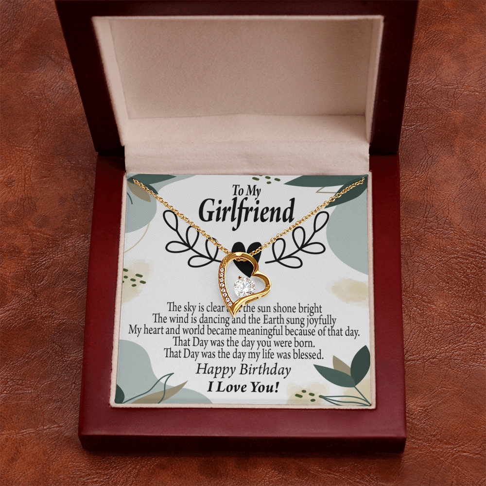 To My Girlfriend Birthday My World Forever Necklace w Message Card-Express Your Love Gifts