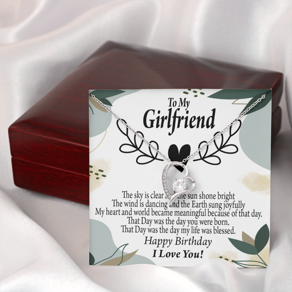 To My Girlfriend Birthday My World Forever Necklace w Message Card-Express Your Love Gifts