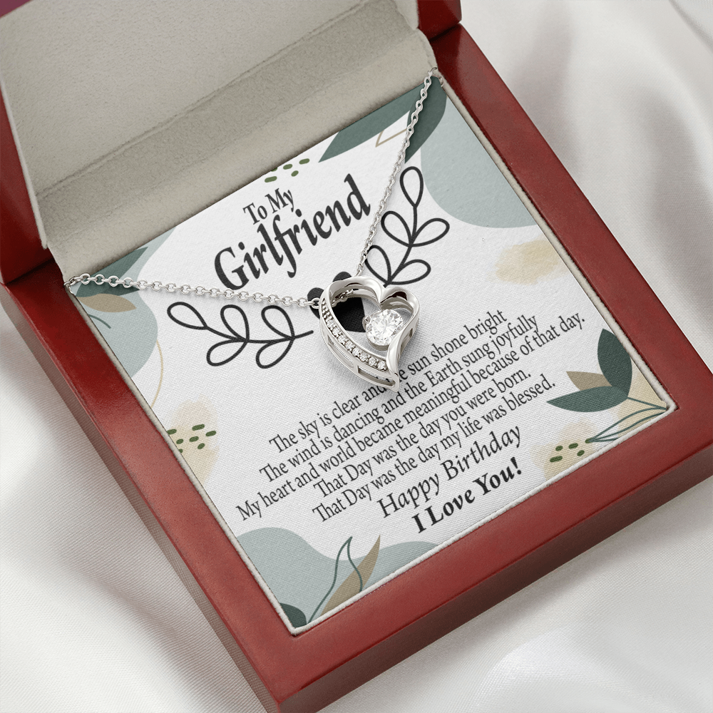 To My Girlfriend Birthday My World Forever Necklace w Message Card-Express Your Love Gifts