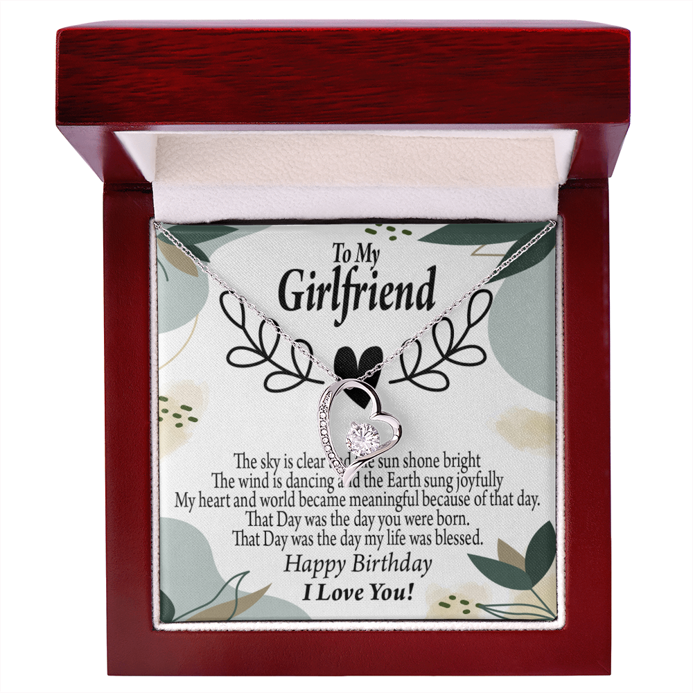 To My Girlfriend Birthday My World Forever Necklace w Message Card-Express Your Love Gifts