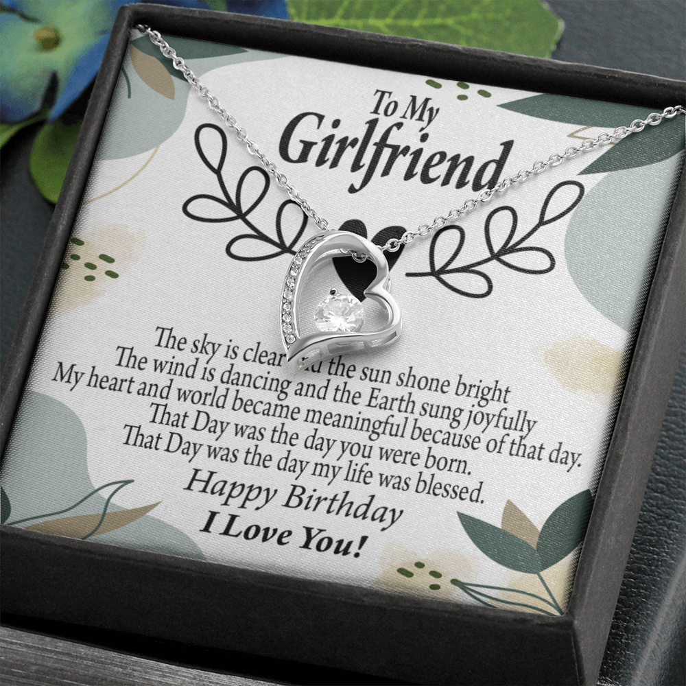To My Girlfriend Birthday My World Forever Necklace w Message Card-Express Your Love Gifts