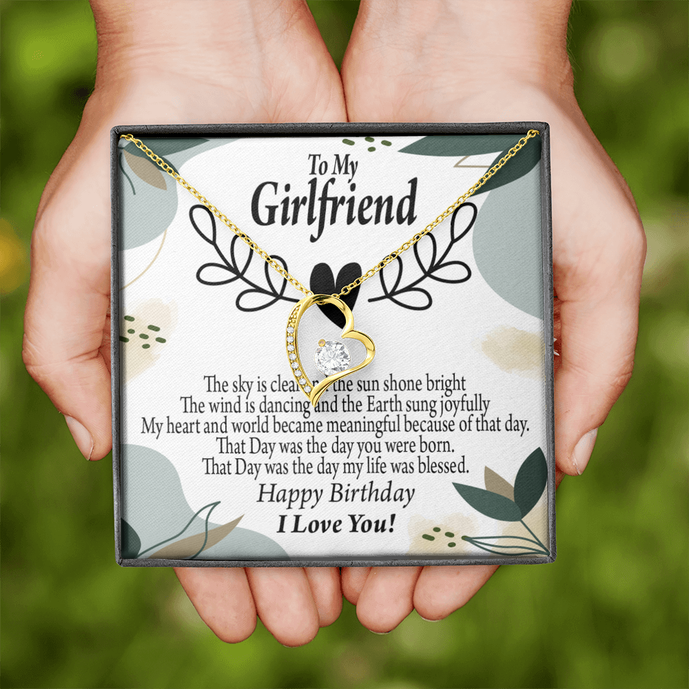 To My Girlfriend Birthday My World Forever Necklace w Message Card-Express Your Love Gifts