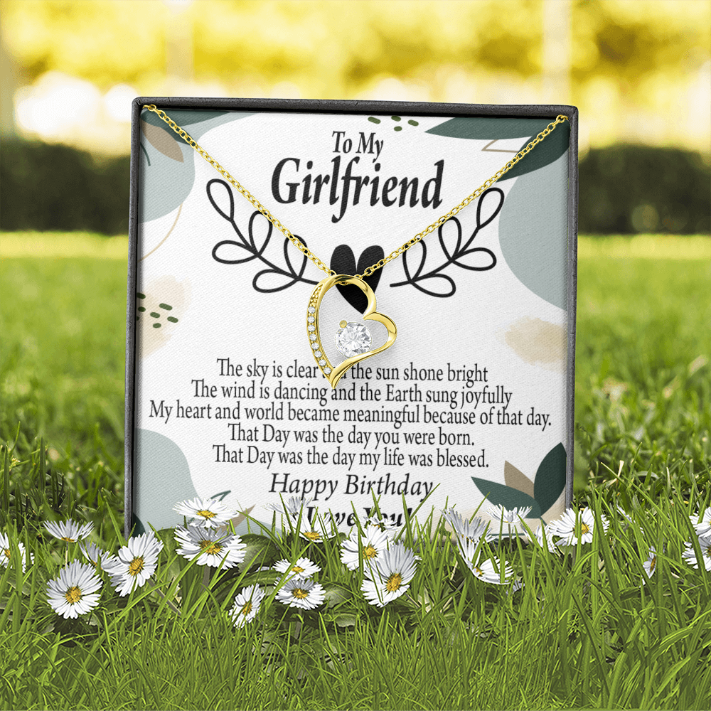 To My Girlfriend Birthday My World Forever Necklace w Message Card-Express Your Love Gifts