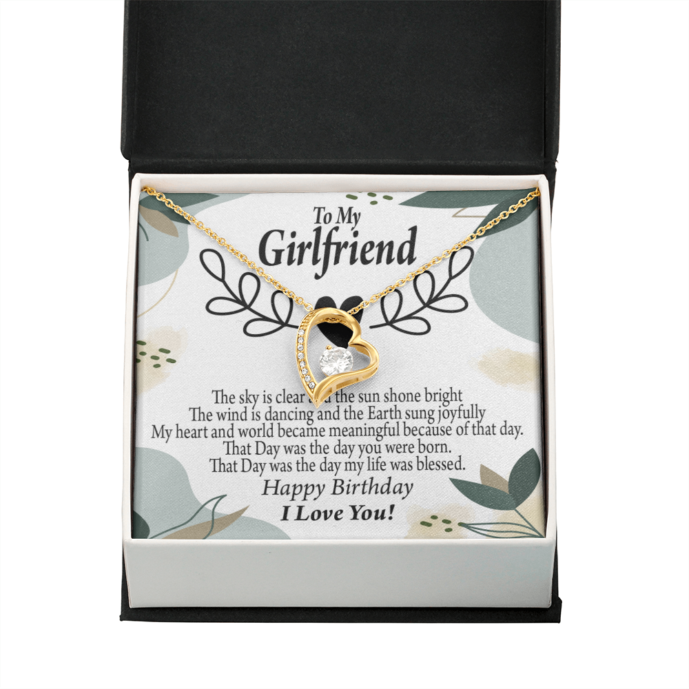 To My Girlfriend Birthday My World Forever Necklace w Message Card-Express Your Love Gifts