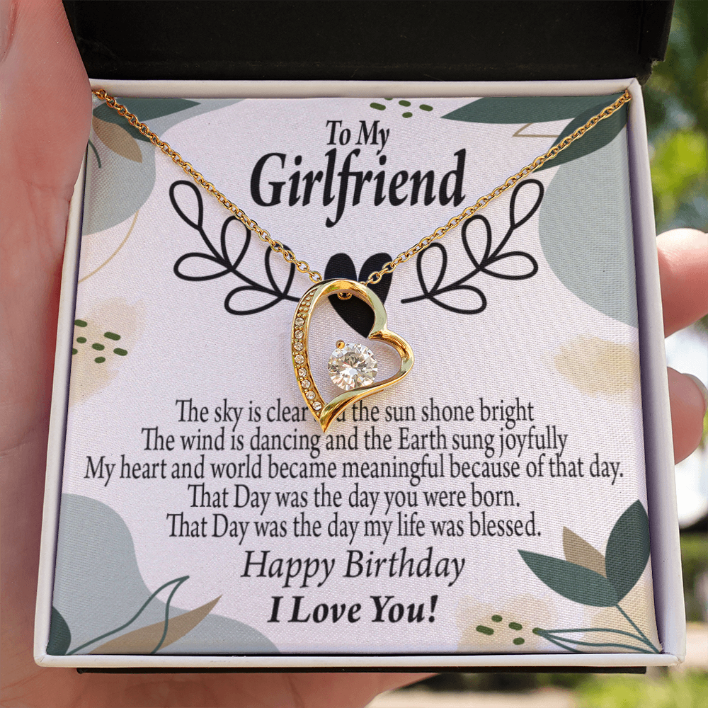 To My Girlfriend Birthday My World Forever Necklace w Message Card-Express Your Love Gifts