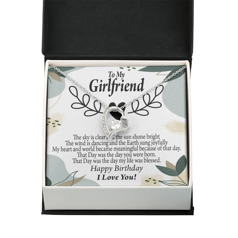 To My Girlfriend Birthday My World Forever Necklace w Message Card-Express Your Love Gifts