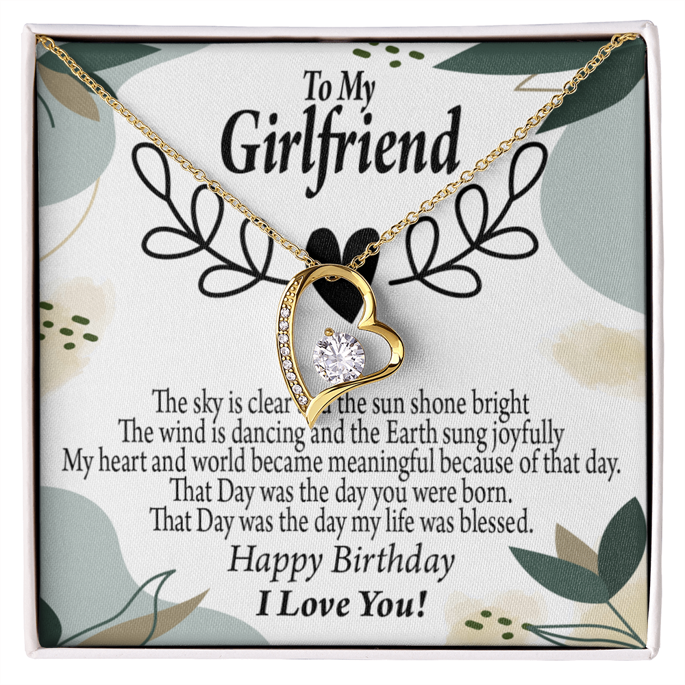 To My Girlfriend Birthday My World Forever Necklace w Message Card-Express Your Love Gifts