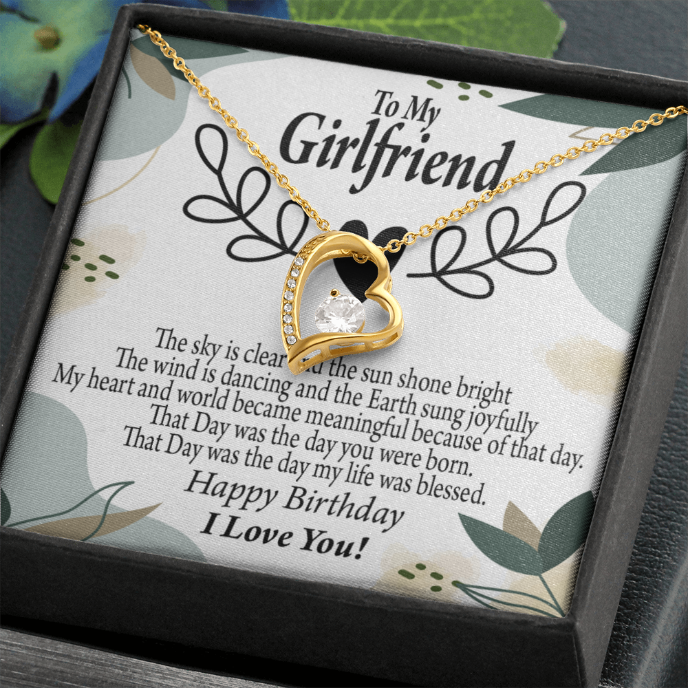To My Girlfriend Birthday My World Forever Necklace w Message Card-Express Your Love Gifts