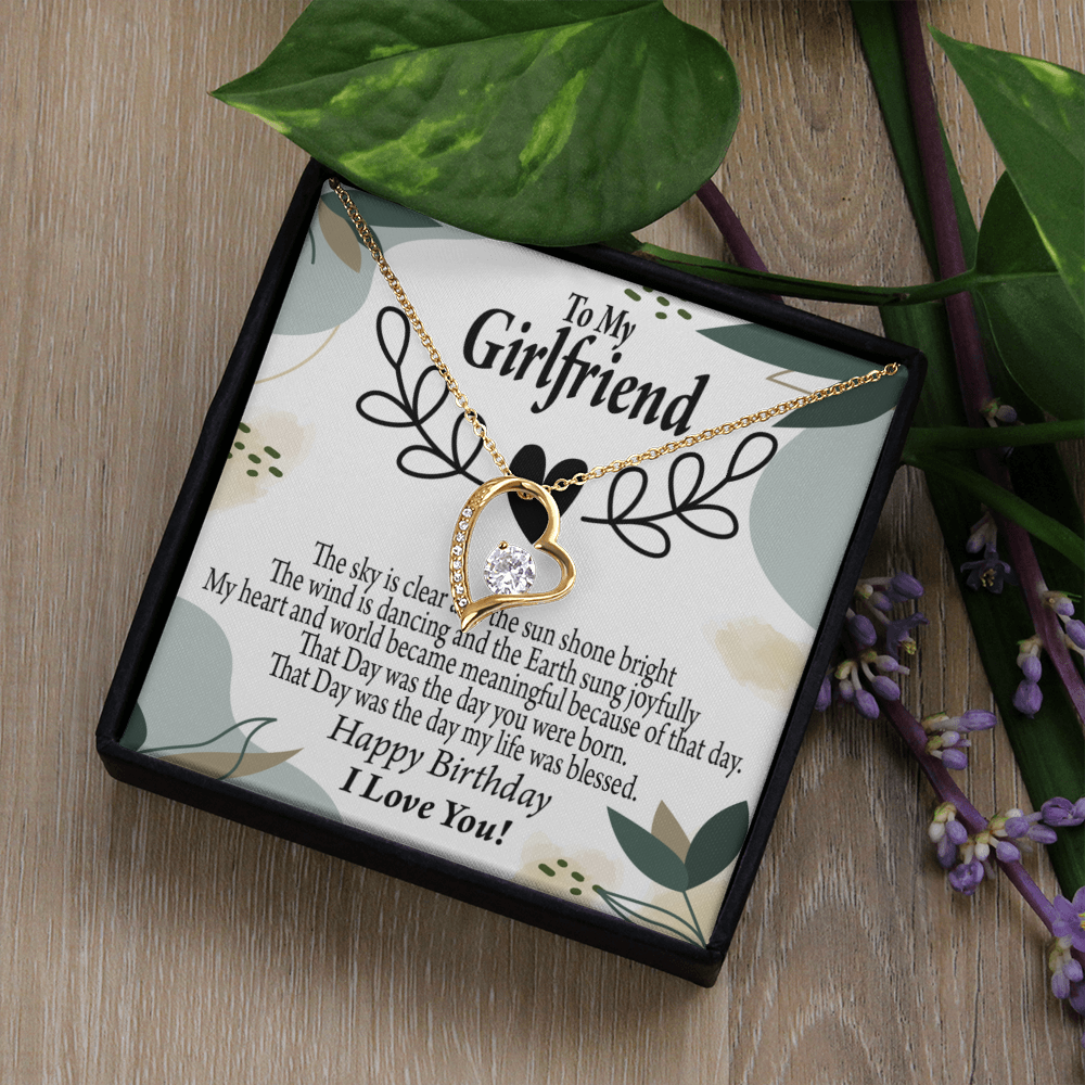 To My Girlfriend Birthday My World Forever Necklace w Message Card-Express Your Love Gifts
