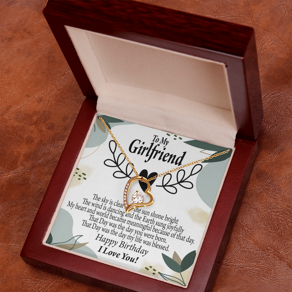 To My Girlfriend Birthday My World Forever Necklace w Message Card-Express Your Love Gifts