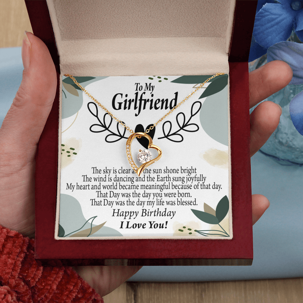 To My Girlfriend Birthday My World Forever Necklace w Message Card-Express Your Love Gifts