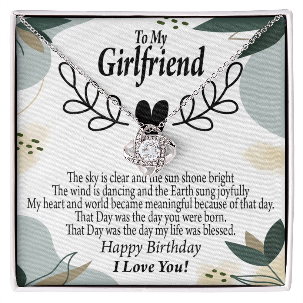 To My Girlfriend Birthday My World Infinity Knot Necklace Message Card-Express Your Love Gifts