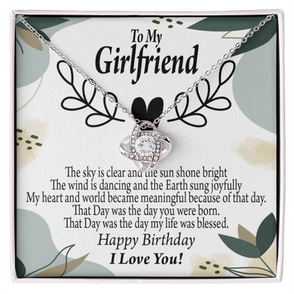 To My Girlfriend Birthday My World Infinity Knot Necklace Message Card-Express Your Love Gifts