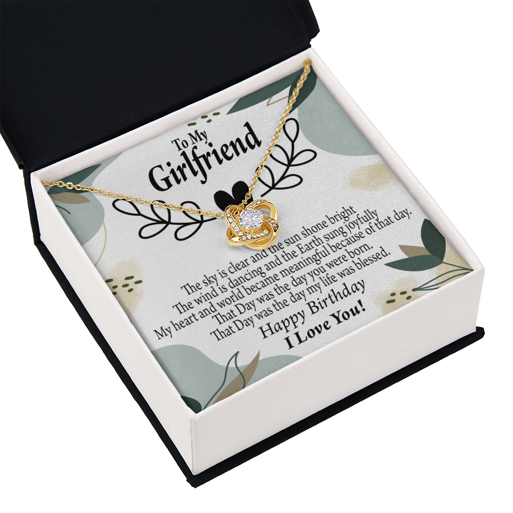 To My Girlfriend Birthday My World Infinity Knot Necklace Message Card-Express Your Love Gifts