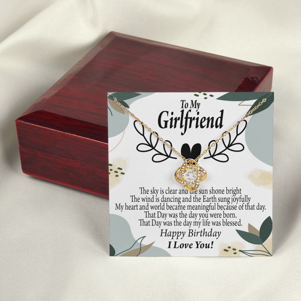 To My Girlfriend Birthday My World Infinity Knot Necklace Message Card-Express Your Love Gifts
