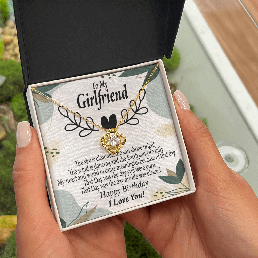 To My Girlfriend Birthday My World Infinity Knot Necklace Message Card-Express Your Love Gifts