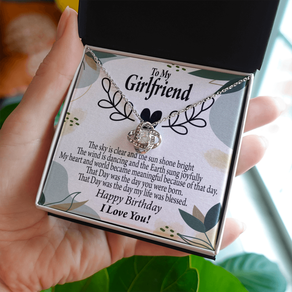 To My Girlfriend Birthday My World Infinity Knot Necklace Message Card-Express Your Love Gifts