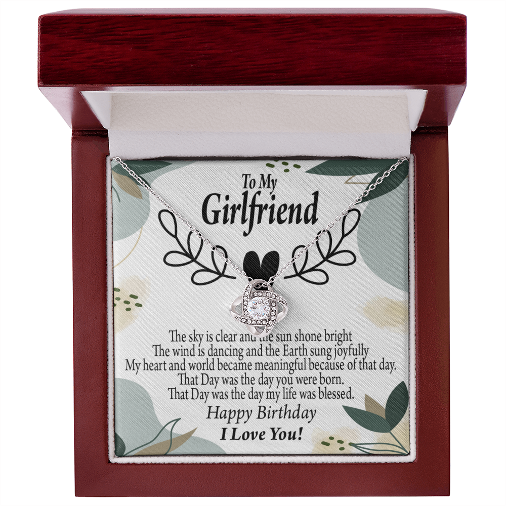 To My Girlfriend Birthday My World Infinity Knot Necklace Message Card-Express Your Love Gifts