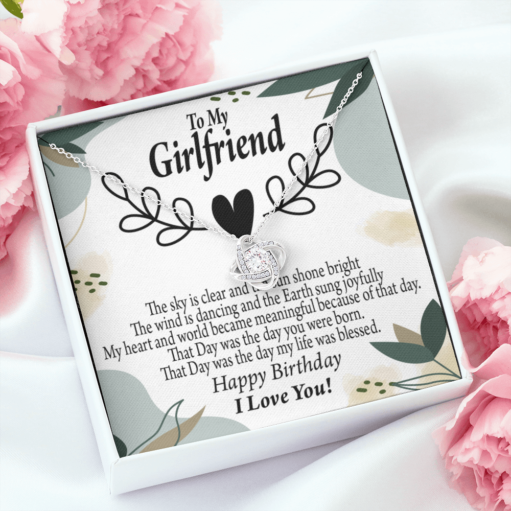 To My Girlfriend Birthday My World Infinity Knot Necklace Message Card-Express Your Love Gifts