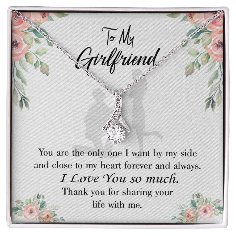 To My Girlfriend By My Side Alluring Ribbon Necklace Message Card-Express Your Love Gifts