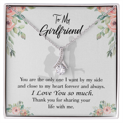 To My Girlfriend By My Side Alluring Ribbon Necklace Message Card-Express Your Love Gifts