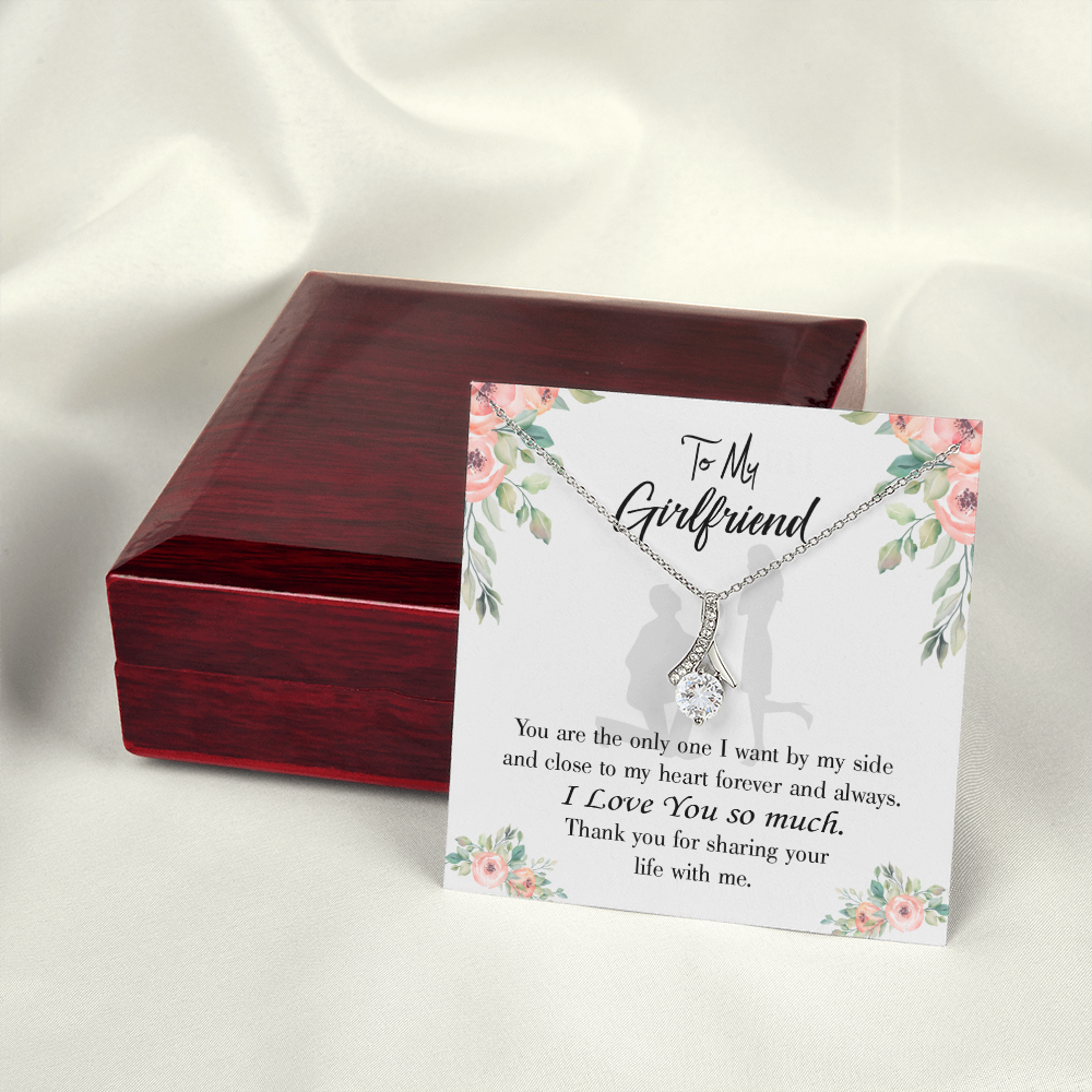 To My Girlfriend By My Side Alluring Ribbon Necklace Message Card-Express Your Love Gifts