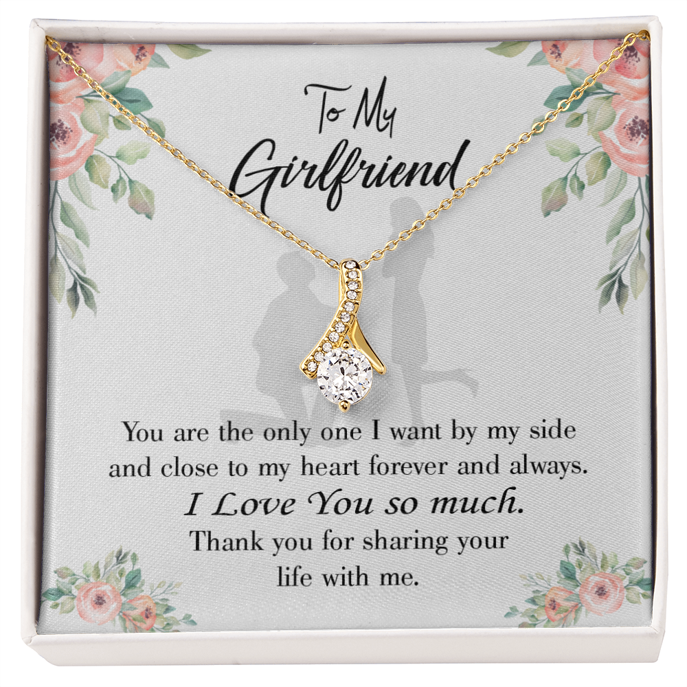 To My Girlfriend By My Side Alluring Ribbon Necklace Message Card-Express Your Love Gifts