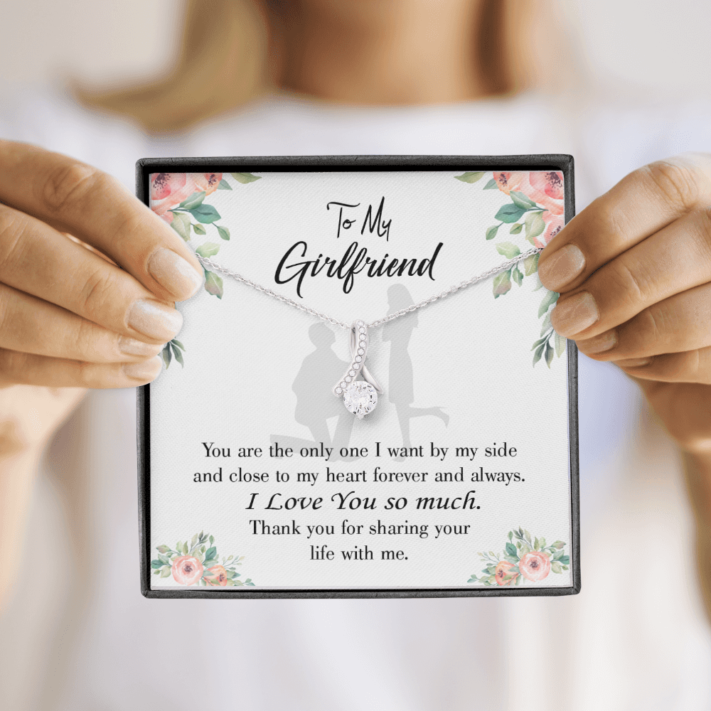 To My Girlfriend By My Side Alluring Ribbon Necklace Message Card-Express Your Love Gifts