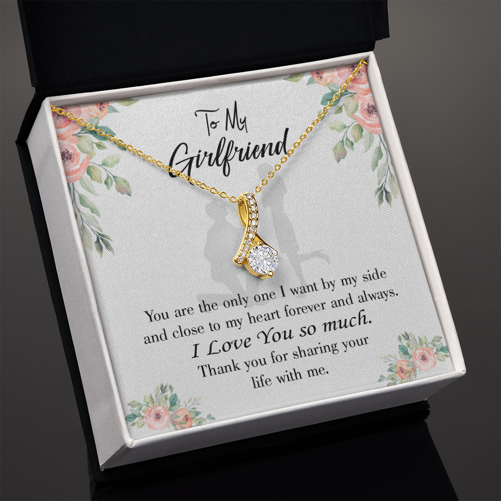To My Girlfriend By My Side Alluring Ribbon Necklace Message Card-Express Your Love Gifts