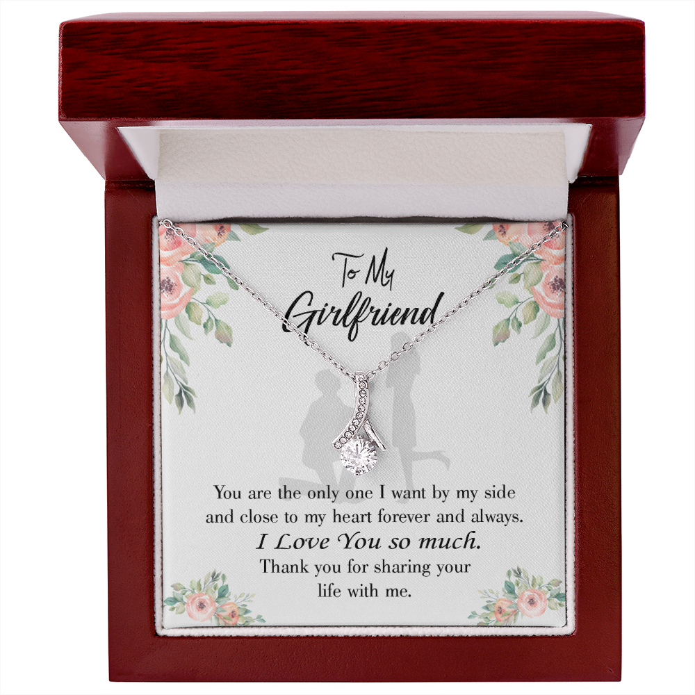 To My Girlfriend By My Side Alluring Ribbon Necklace Message Card-Express Your Love Gifts