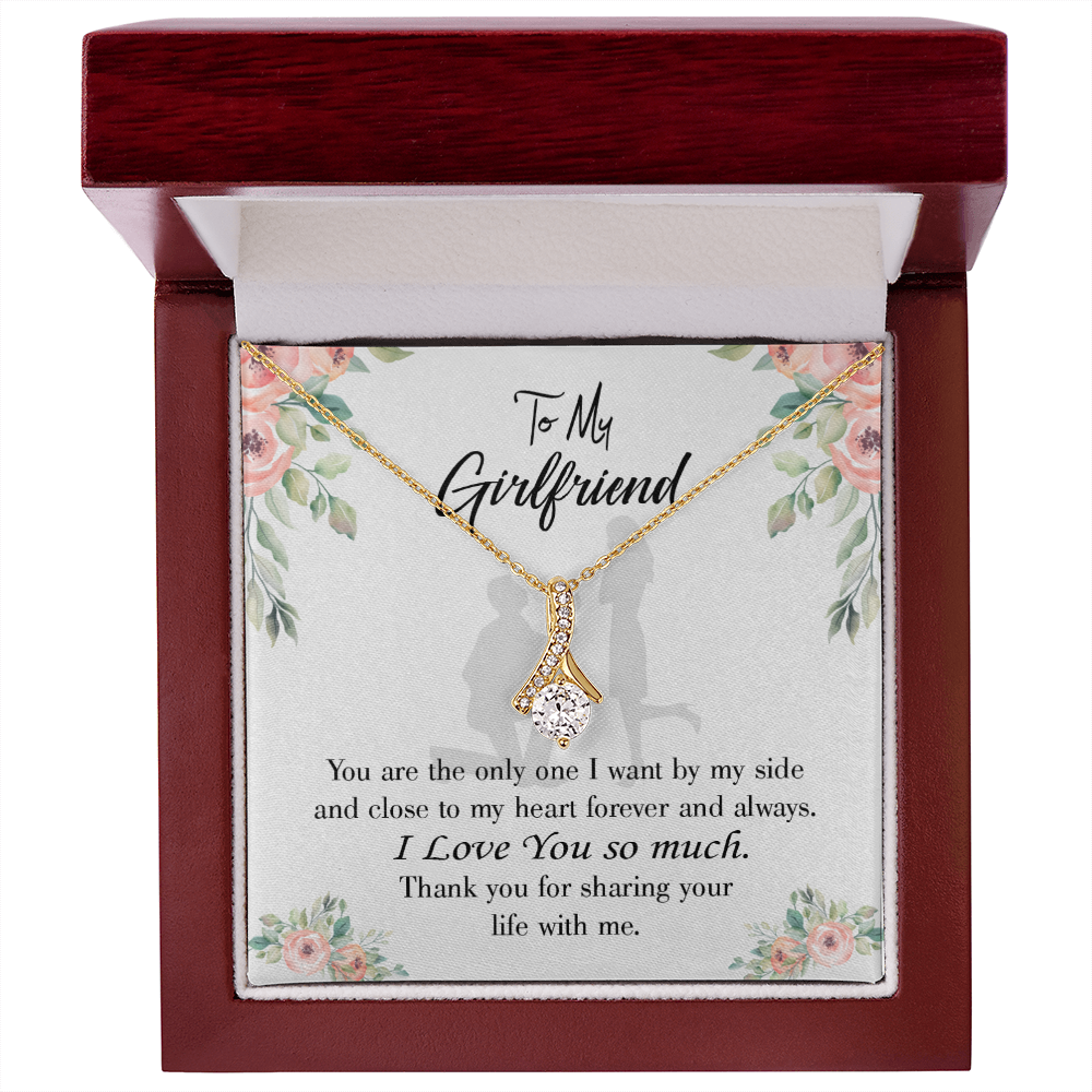 To My Girlfriend By My Side Alluring Ribbon Necklace Message Card-Express Your Love Gifts