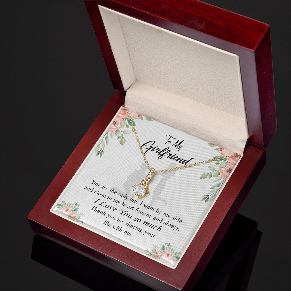 To My Girlfriend By My Side Alluring Ribbon Necklace Message Card-Express Your Love Gifts