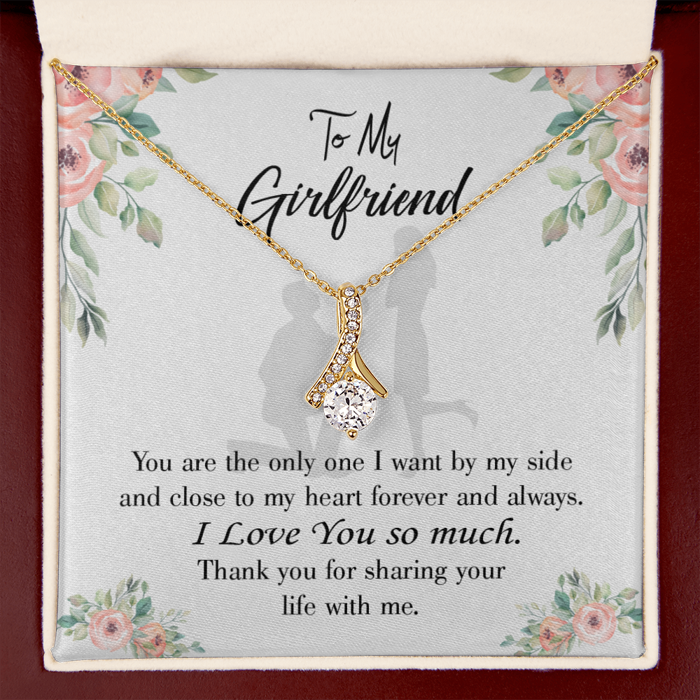 To My Girlfriend By My Side Alluring Ribbon Necklace Message Card-Express Your Love Gifts
