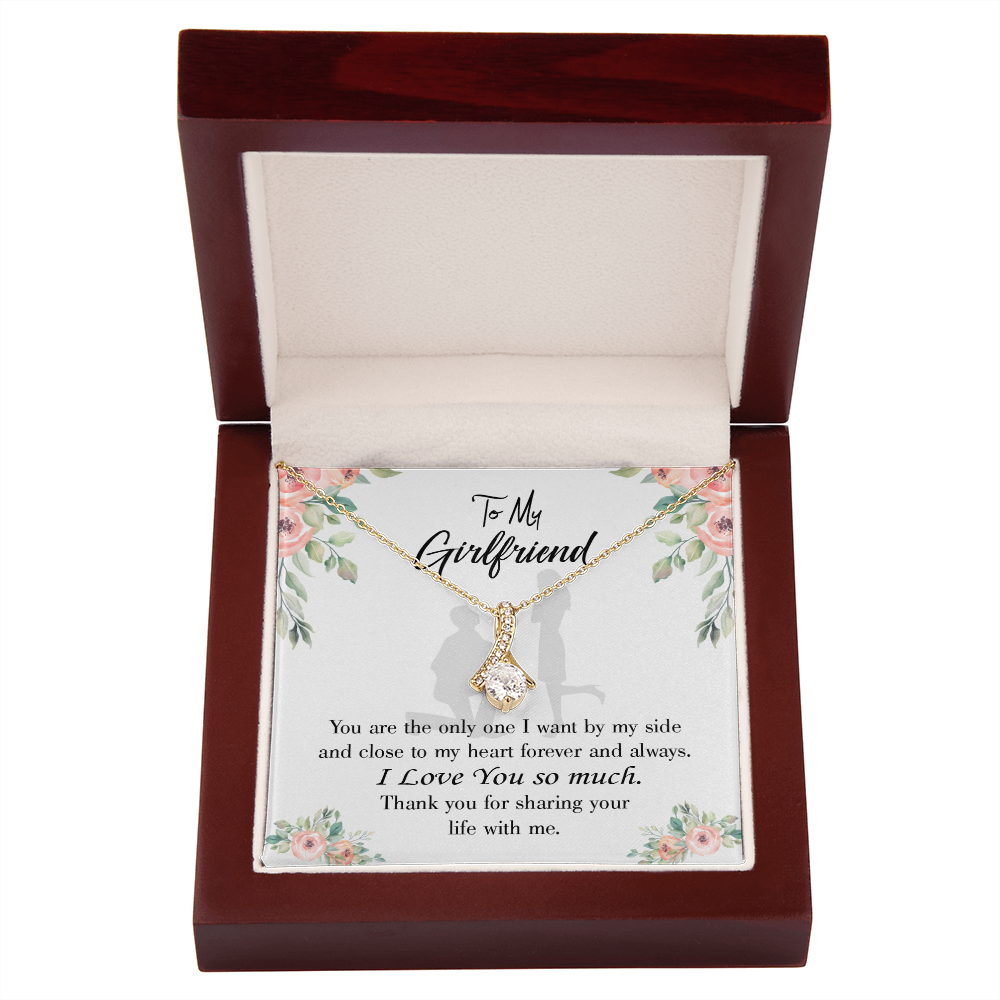 To My Girlfriend By My Side Alluring Ribbon Necklace Message Card-Express Your Love Gifts