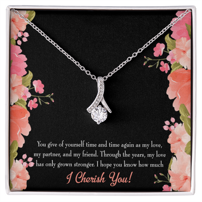 To My Girlfriend Cherish You Alluring Ribbon Necklace Message Card-Express Your Love Gifts