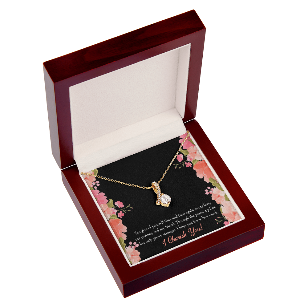 To My Girlfriend Cherish You Alluring Ribbon Necklace Message Card-Express Your Love Gifts