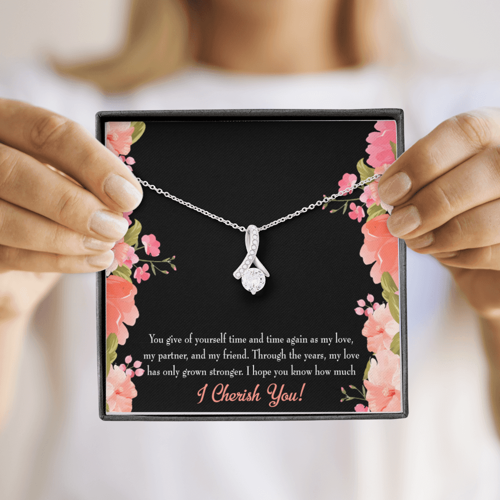 To My Girlfriend Cherish You Alluring Ribbon Necklace Message Card-Express Your Love Gifts