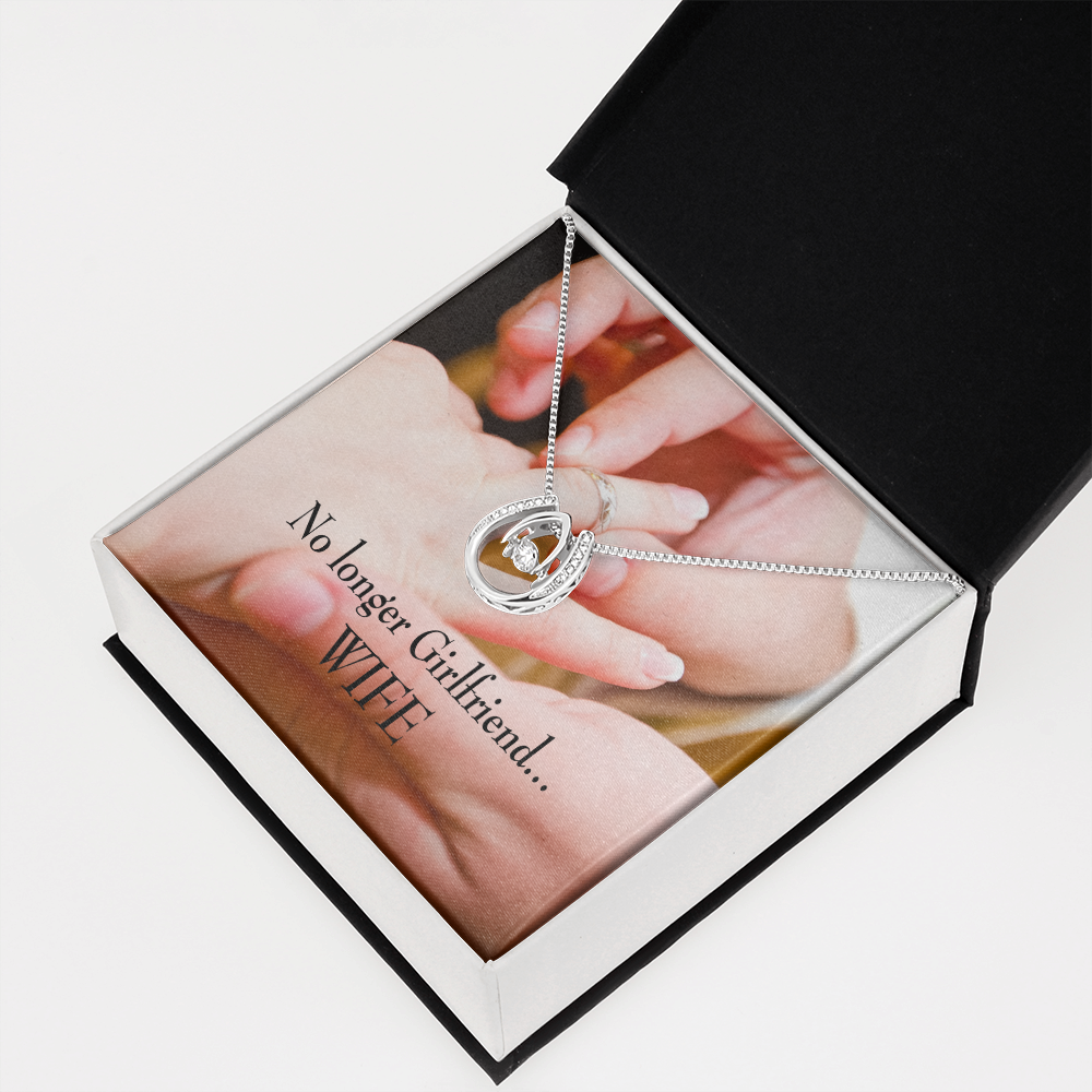 To My Girlfriend Engagement Lucky Horseshoe Necklace Message Card 14k w CZ Crystals-Express Your Love Gifts