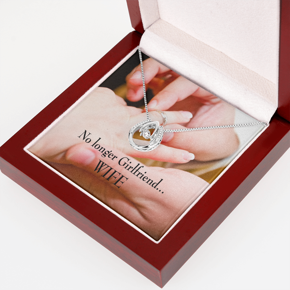 To My Girlfriend Engagement Lucky Horseshoe Necklace Message Card 14k w CZ Crystals-Express Your Love Gifts