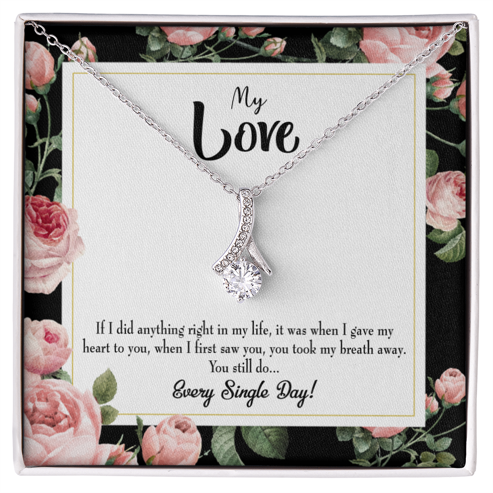 To My Girlfriend Every Single Day Alluring Ribbon Necklace Message Card-Express Your Love Gifts