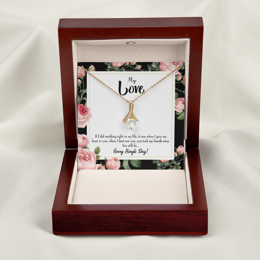 To My Girlfriend Every Single Day Alluring Ribbon Necklace Message Card-Express Your Love Gifts