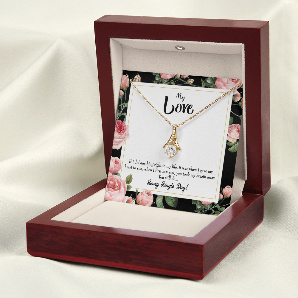 To My Girlfriend Every Single Day Alluring Ribbon Necklace Message Card-Express Your Love Gifts