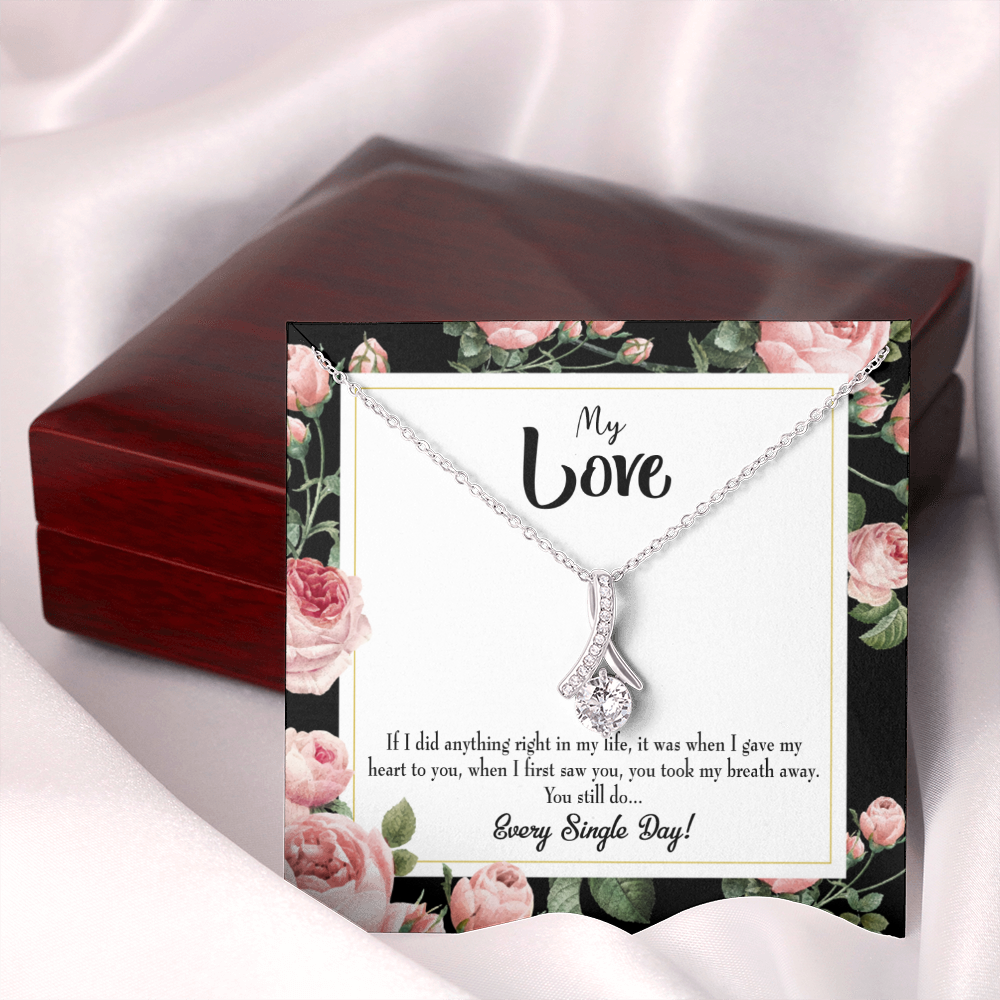 To My Girlfriend Every Single Day Alluring Ribbon Necklace Message Card-Express Your Love Gifts