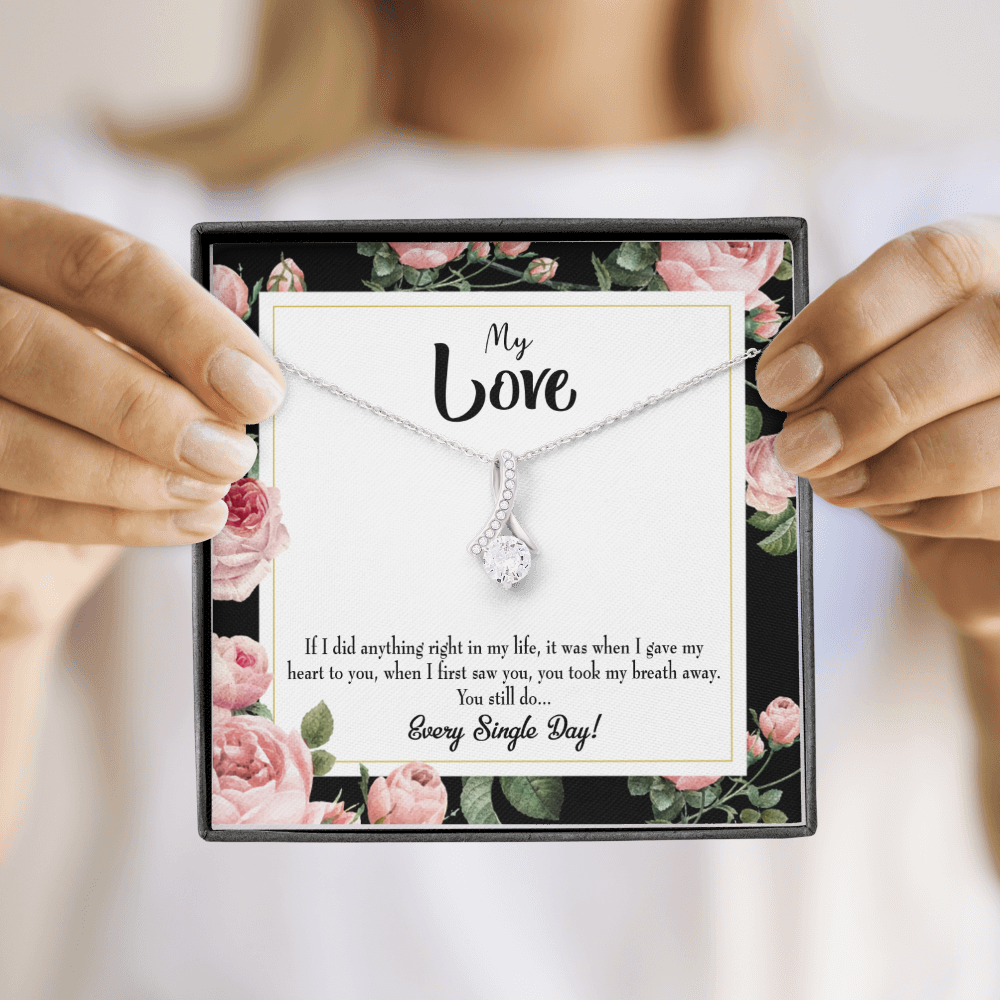 To My Girlfriend Every Single Day Alluring Ribbon Necklace Message Card-Express Your Love Gifts