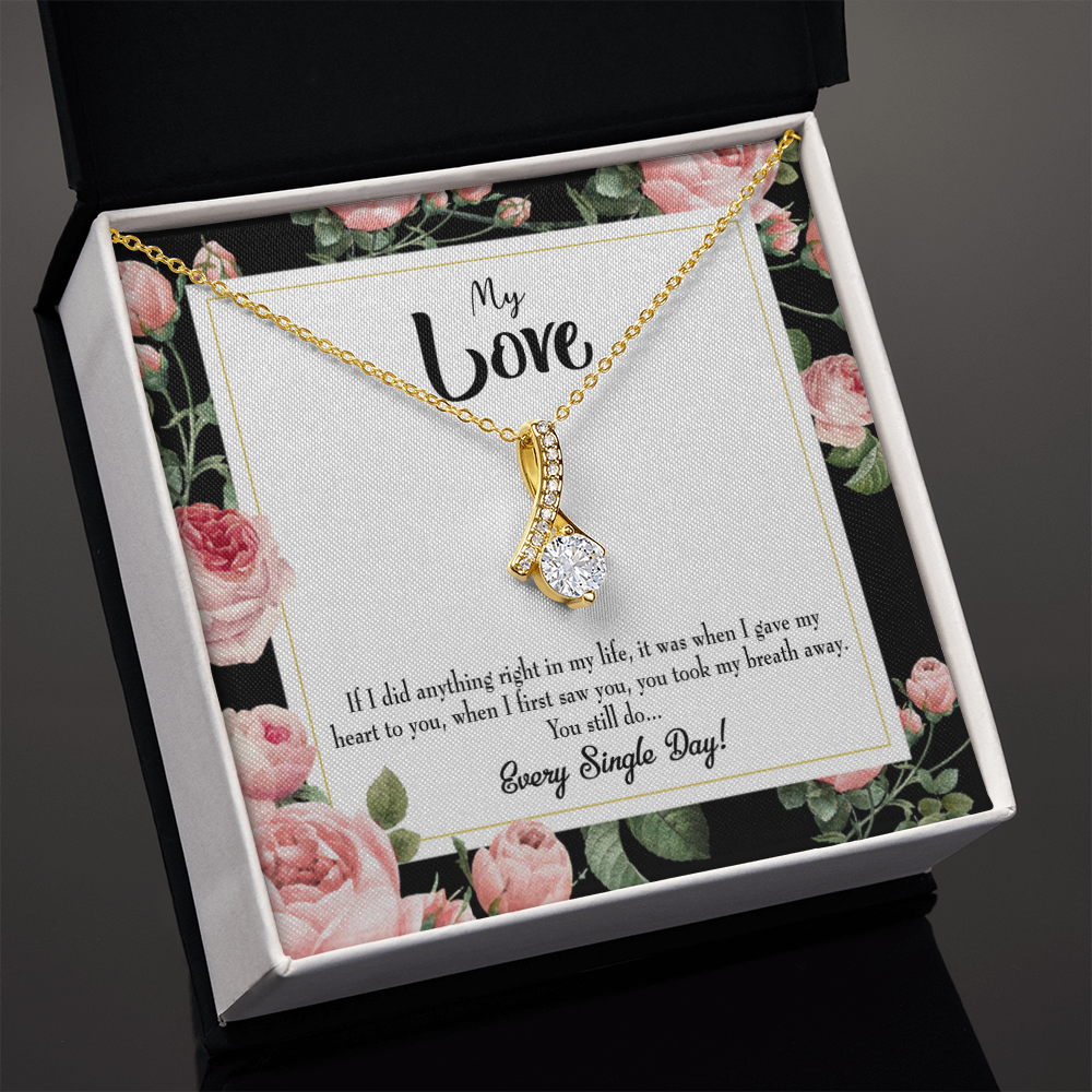 To My Girlfriend Every Single Day Alluring Ribbon Necklace Message Card-Express Your Love Gifts