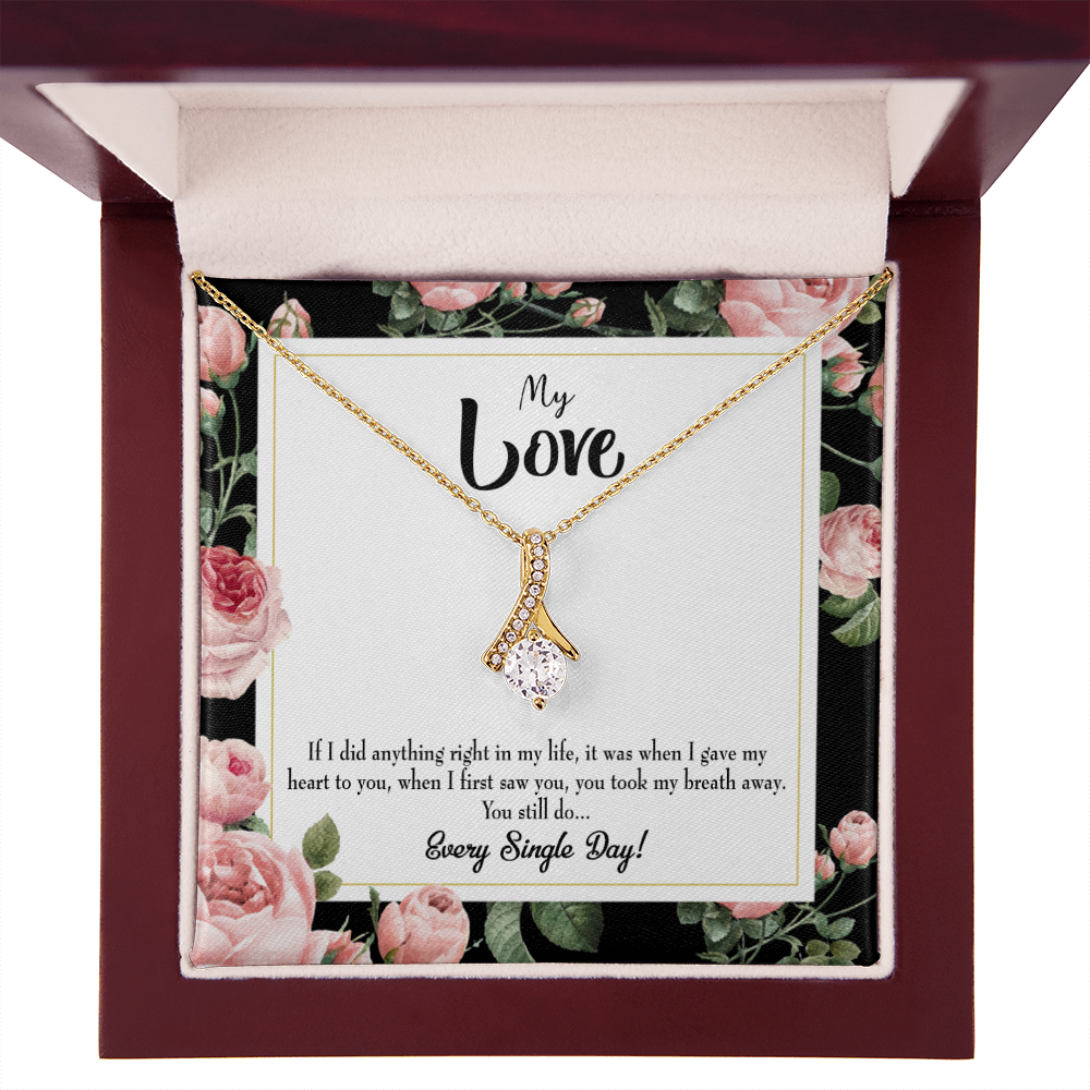 To My Girlfriend Every Single Day Alluring Ribbon Necklace Message Card-Express Your Love Gifts