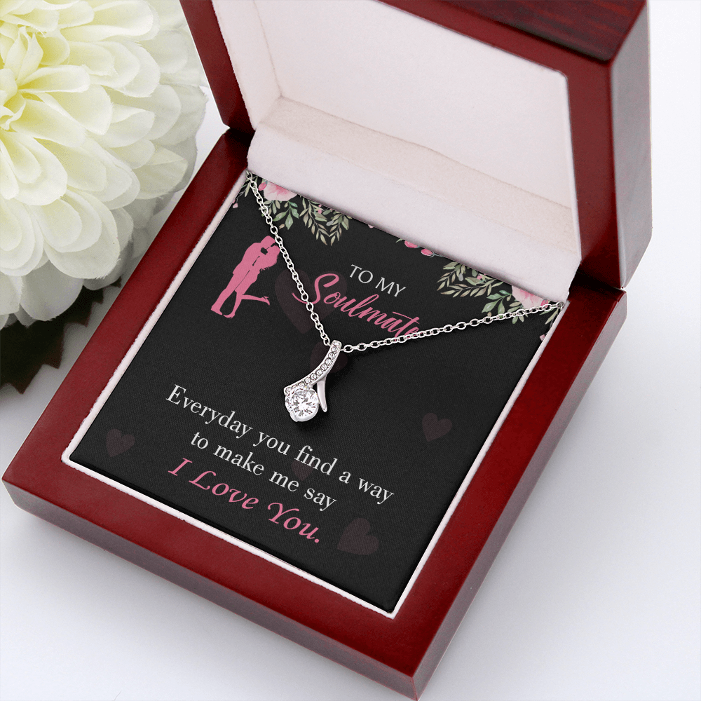 To My Girlfriend Everyday Alluring Ribbon Necklace Message Card-Express Your Love Gifts