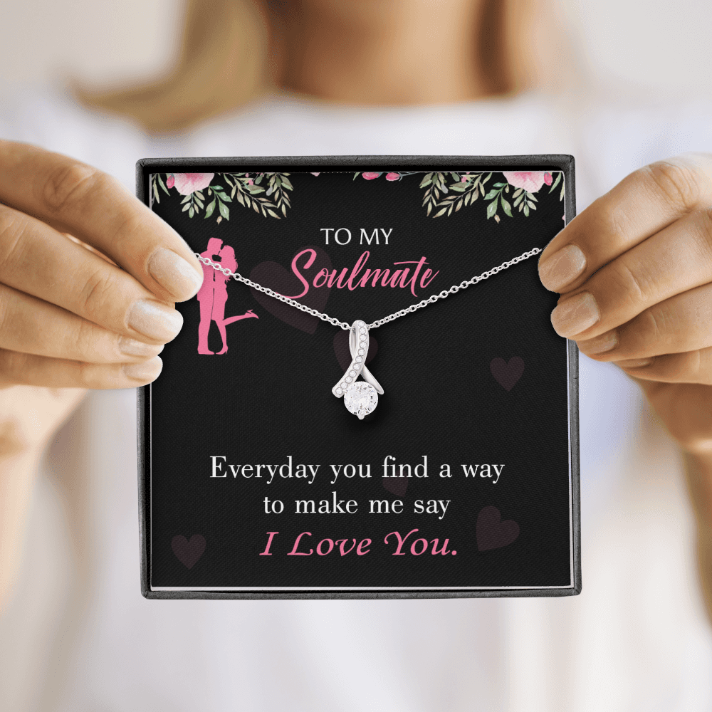 To My Girlfriend Everyday Alluring Ribbon Necklace Message Card-Express Your Love Gifts
