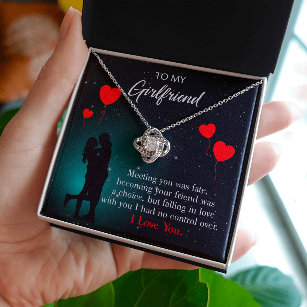 To My Girlfriend Fate Meeting Infinity Knot Necklace Message Card-Express Your Love Gifts