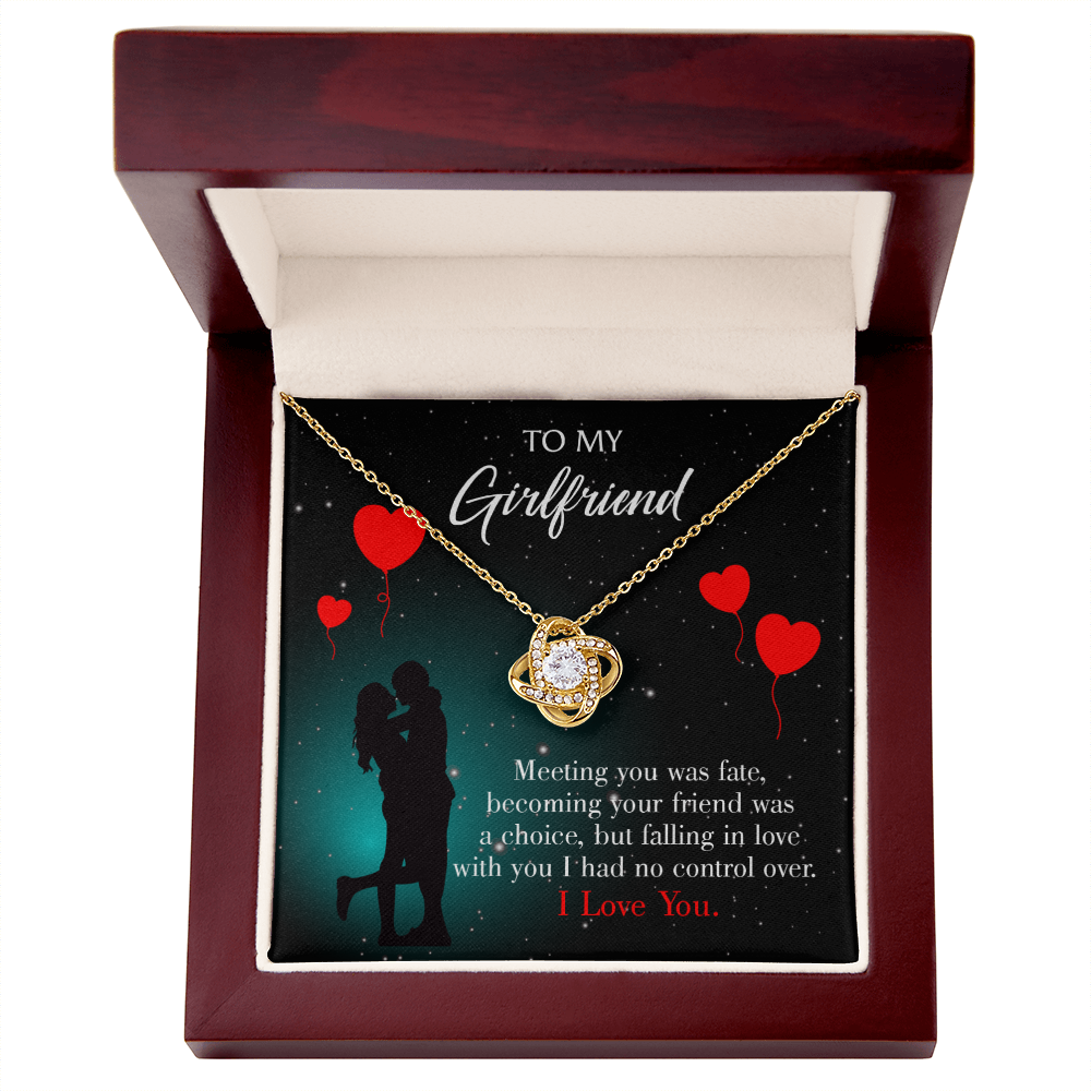 To My Girlfriend Fate Meeting Infinity Knot Necklace Message Card-Express Your Love Gifts